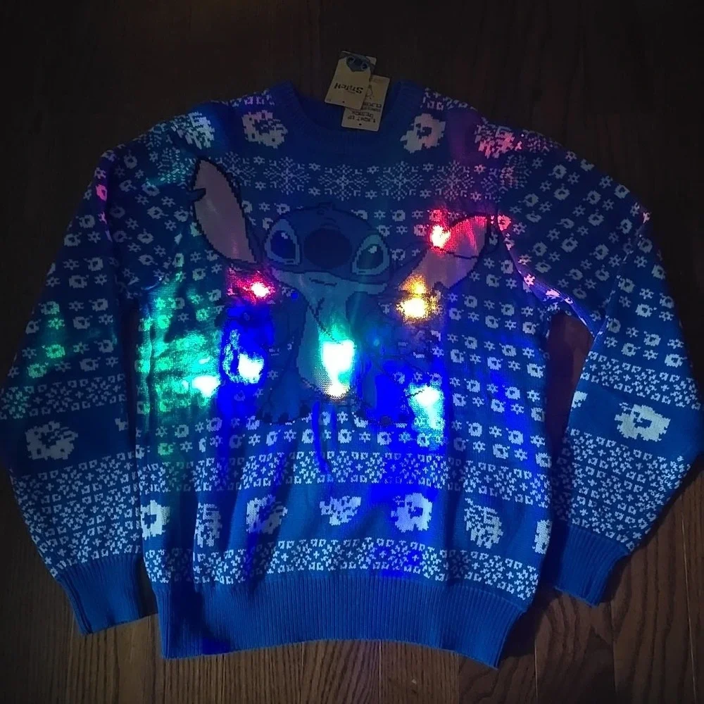 Disney Stitch Light Up Holiday Sweater Christmas New Year Free Shipping New Lilo